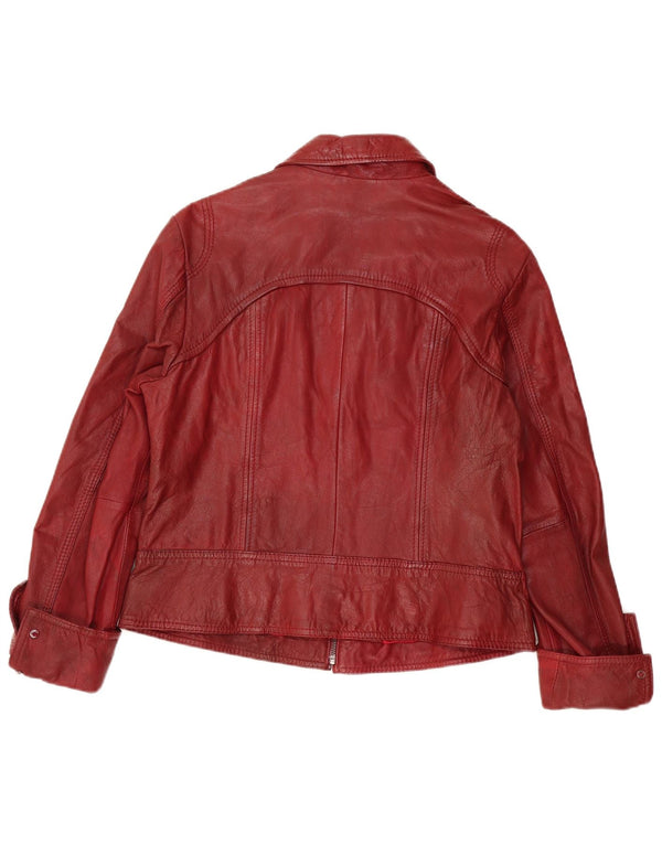 Kapalua Womens Leather Jacket UK 16 Large Burgundy Leather