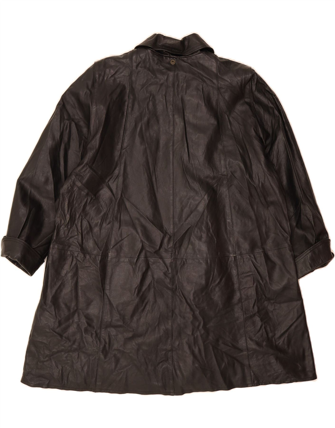 VINTAGE Womens Leather Coat UK 14 Medium Black Leather Vintage Vintage and Second-Hand Vintage from Messina Hembry 