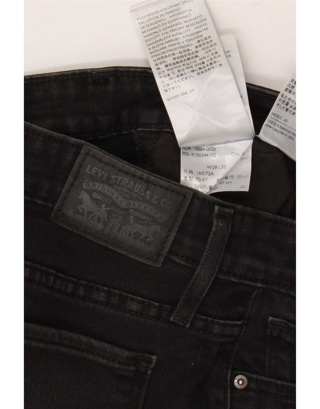 Levi's Womens 712 Slim Jeans W28 L30 Black Cotton