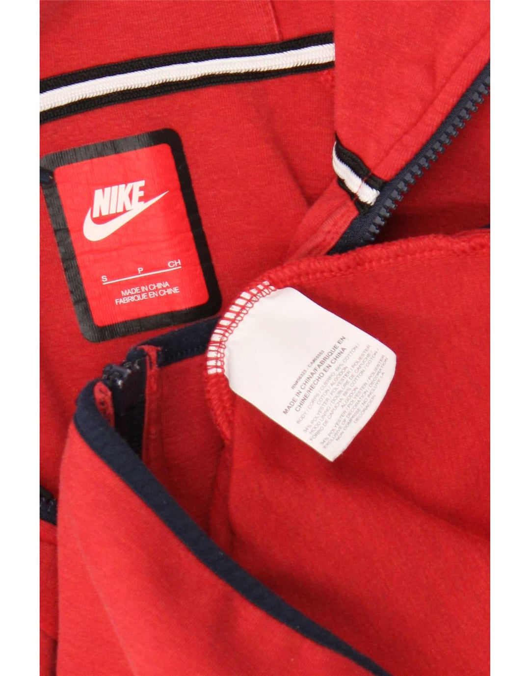 Nike Mens Zip Hoodie Sweater Small Red Cotton