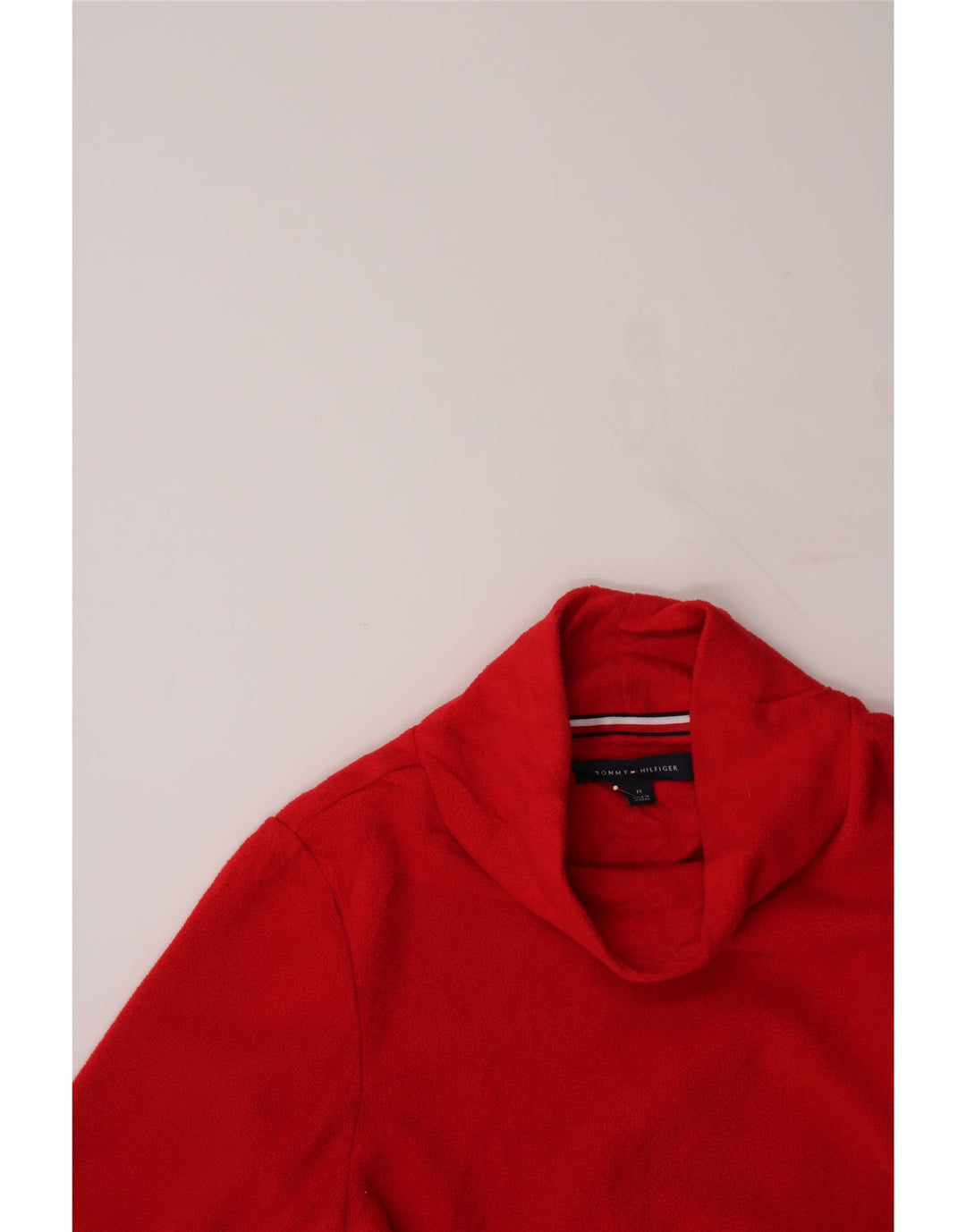 TOMMY HILFIGER Womens Fleece Jumper UK 14 Medium Red Polyester Vintage Tommy Hilfiger and Second-Hand Tommy Hilfiger from Messina Hembry 