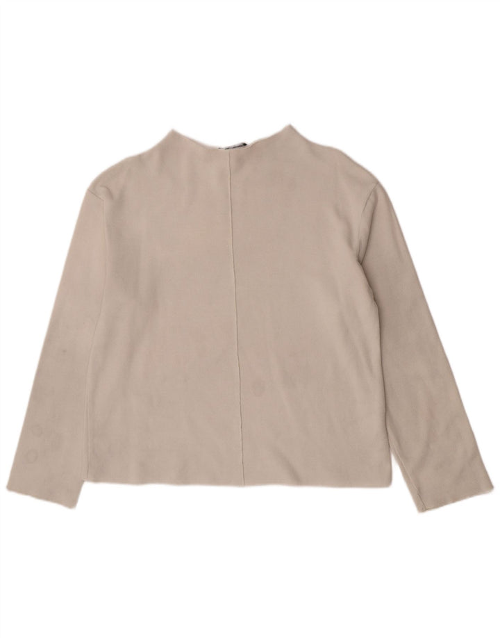 Zara Womens Top Long Sleeve UK 14 Medium White Cotton