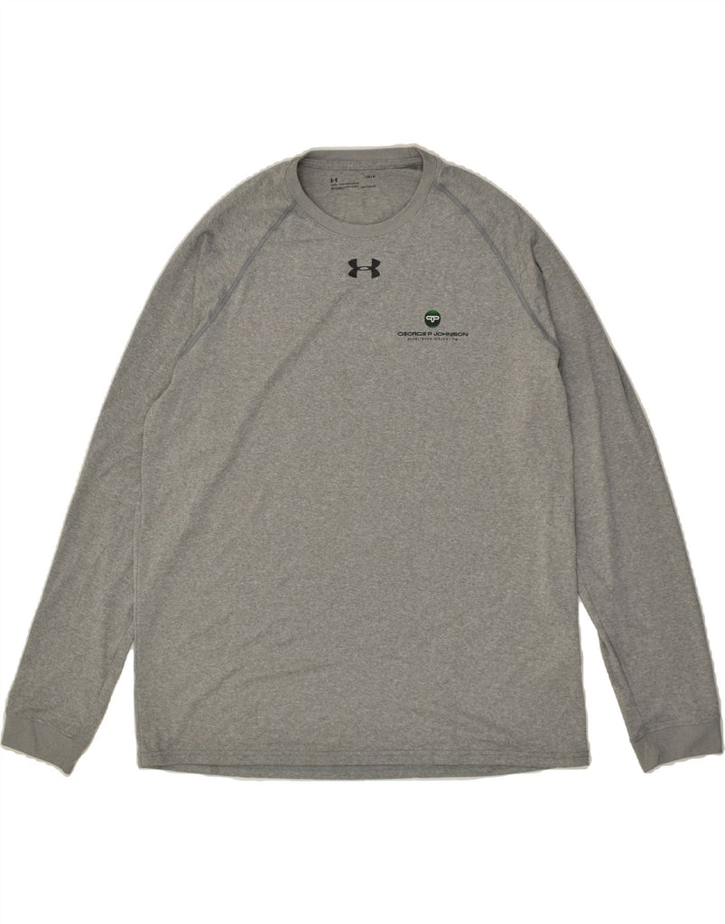 UNDER ARMOUR Mens Heat Gear Graphic Top Long Sleeve Large Grey Polyester | Vintage Under Armour | Thrift | Second-Hand Under Armour | Used Clothing | Messina Hembry 