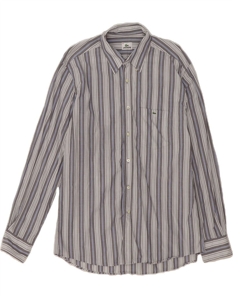 LACOSTE Mens Shirt Size 42 Large Grey Striped Vintage Lacoste and Second-Hand Lacoste from Messina Hembry 