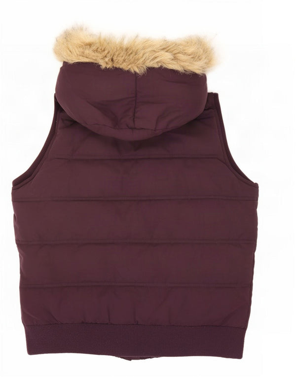 Fat Face Womens Hooded Padded Gilet UK 18 XL Purple Polyester