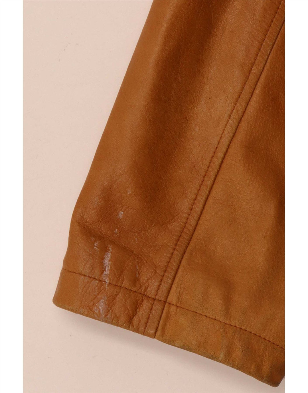 Steve Madden Mens Leather Jacket UK 42 XL Beige Leather
