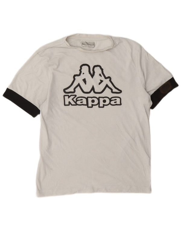 Kappa Mens Graphic T-Shirt Top Small White Colourblock Cotton