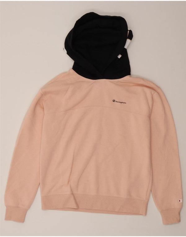 Champion Girls Graphic Hoodie Jumper 15-16 Years 2XL Pink Colourblock