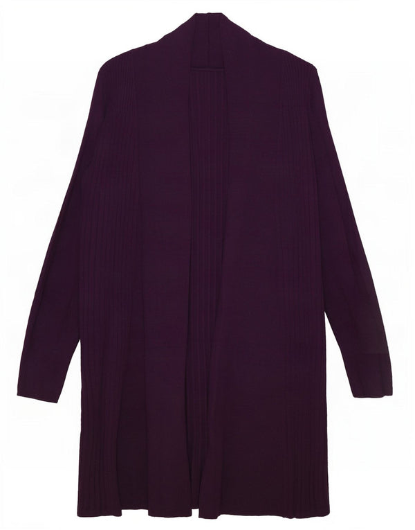 Marks & Spencer Womens Longline Open Cardigan Sweater UK 16 Large Purple