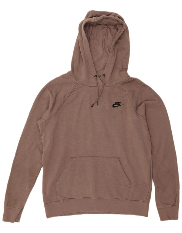 Nike Womens Hoodie Jumper UK 14 Medium Brown Cotton