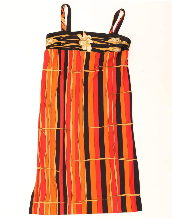 VINTAGE Womens Sundress UK 14 Medium Multicoloured Striped Vintage Vintage and Second-Hand Vintage from Messina Hembry 
