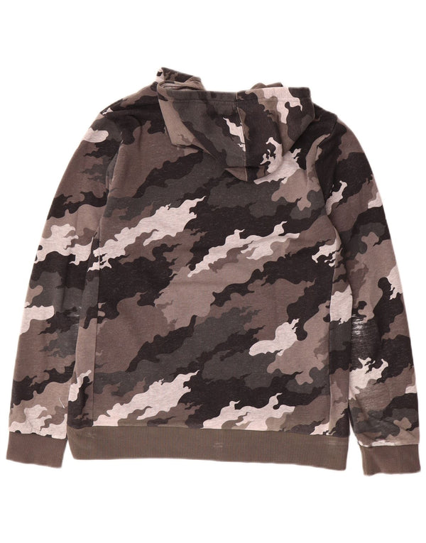 ADIDAS Boys Graphic Hoodie Jumper 13-14 Years Brown Camouflage Cotton