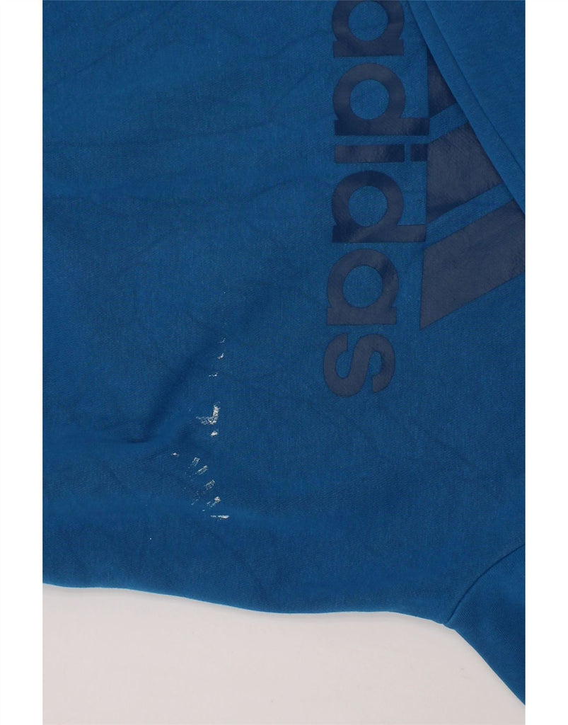 ADIDAS Boys Graphic Hoodie Jumper 11-12 Years Blue Cotton Vintage Adidas and Second-Hand Adidas from Messina Hembry 