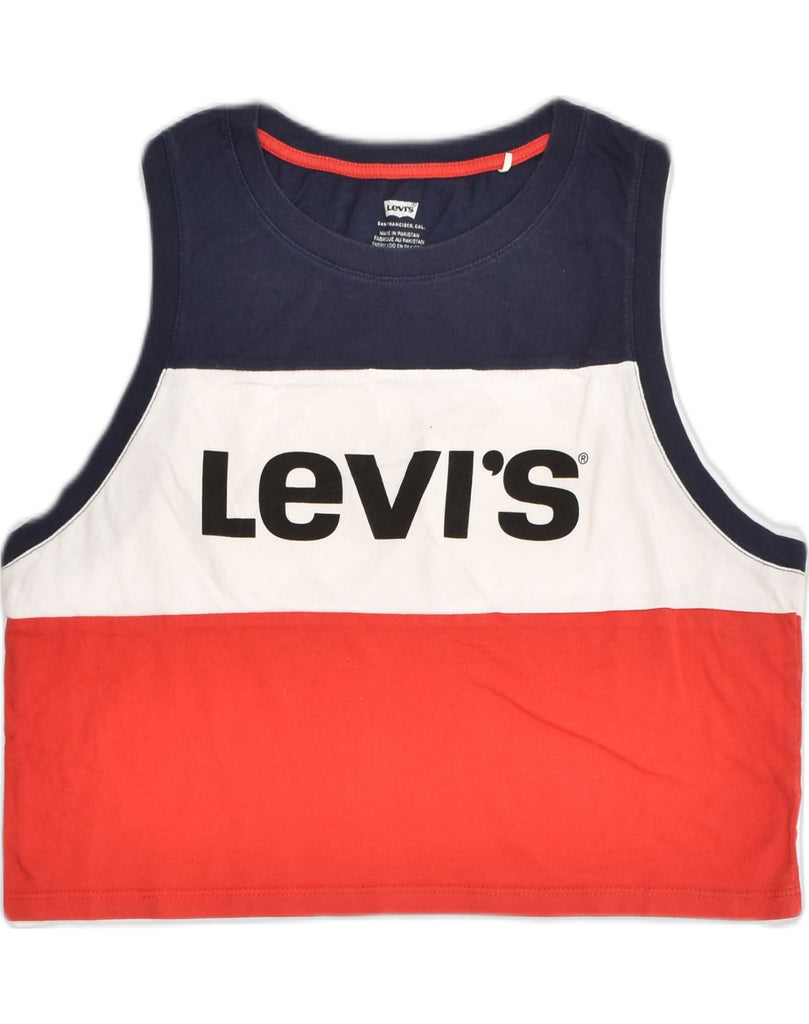 LEVI'S Womens Crop Graphic Vest Top UK 8 Small Multicoloured Colourblock | Vintage Levi's | Thrift | Second-Hand Levi's | Used Clothing | Messina Hembry 