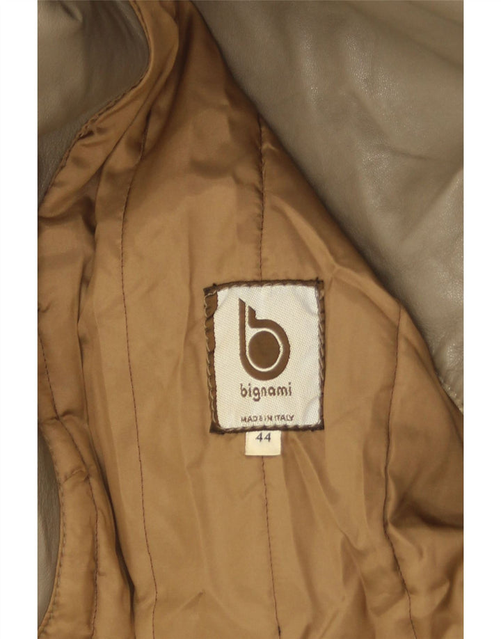 Bignami Womens Leather Jacket IT 44 Medium Grey