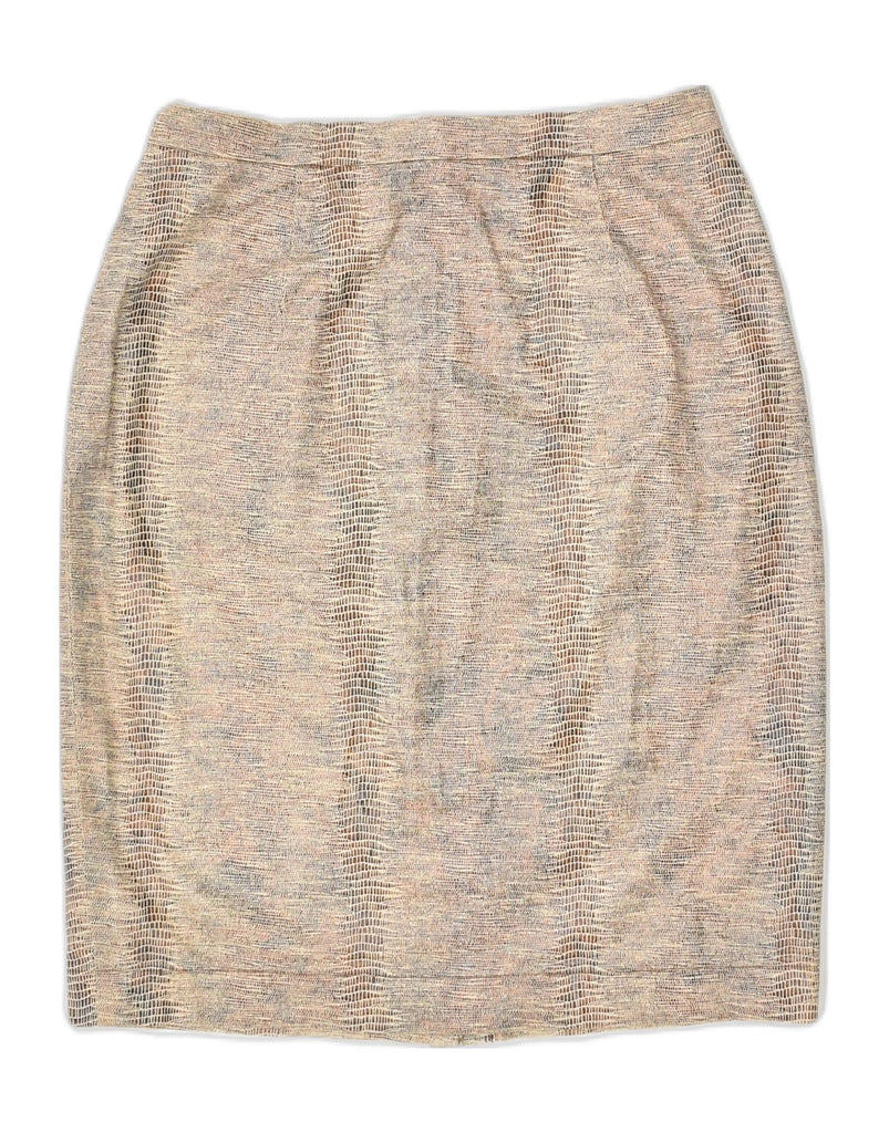 OLSEN Womens Straight Skirt UK 10 Small W26 Beige Animal Print Cotton | Vintage | Thrift | Second-Hand | Used Clothing | Messina Hembry 