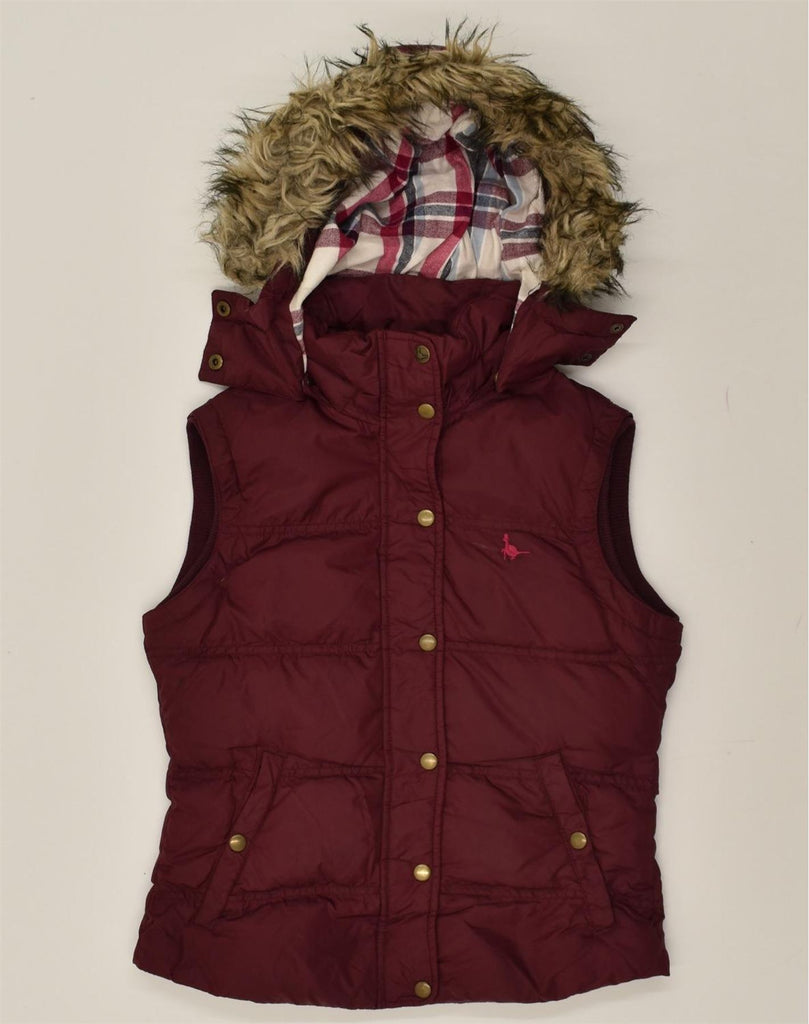 JACK WILLS Womens Hooded Padded Gilet UK 8 Small Burgundy | Vintage Jack Wills | Thrift | Second-Hand Jack Wills | Used Clothing | Messina Hembry 