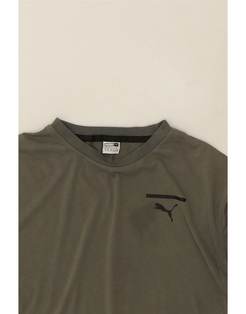 PUMA Boys T-Shirt Top 13-14 Years Grey Colourblock Cotton | Vintage Puma | Thrift | Second-Hand Puma | Used Clothing | Messina Hembry 