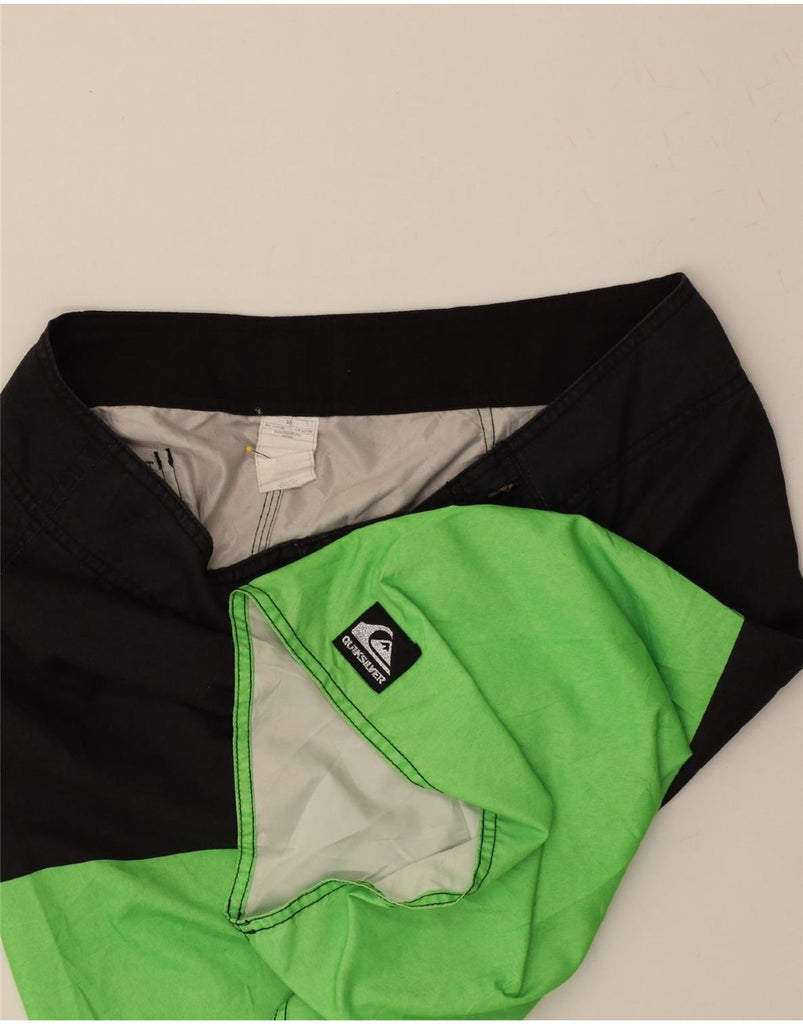 QUIKSILVER Mens Swimming Shorts Medium  Green Colourblock Polyester Vintage Quiksilver and Second-Hand Quiksilver from Messina Hembry 