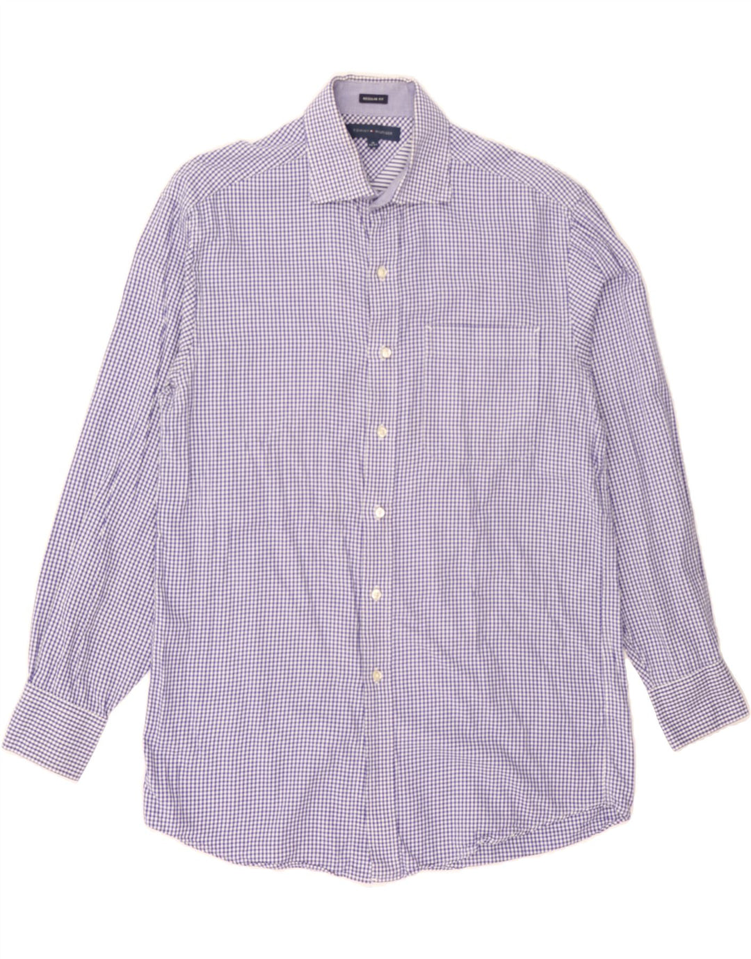 TOMMY HILFIGER Mens Regular Fit Shirt Size 15 Medium Blue Check Cotton Vintage Tommy Hilfiger and Second-Hand Tommy Hilfiger from Messina Hembry 