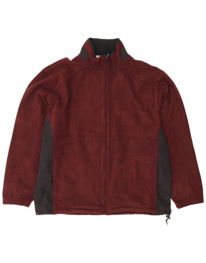 Izod Mens Fleece Jacket UK 42 XL Burgundy Colourblock Polyester