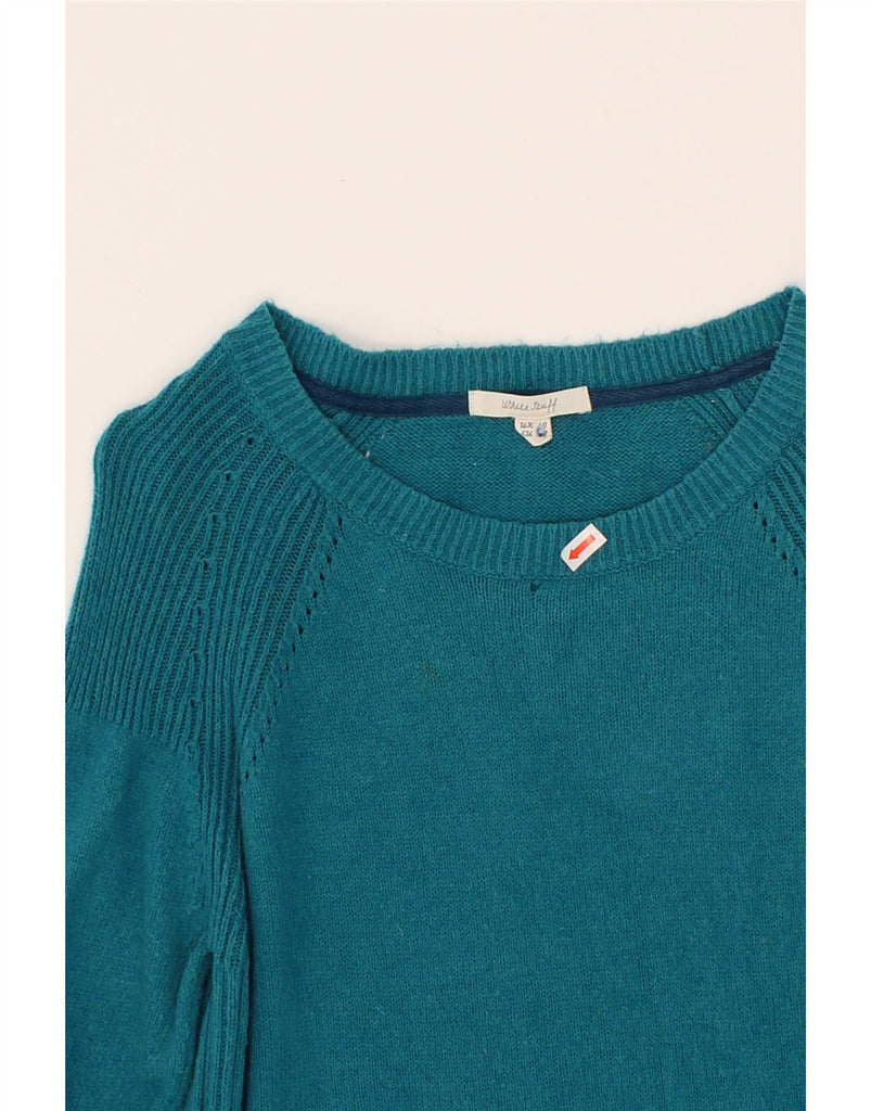 WHITE STUFF Womens Boat Neck Jumper Sweater UK 10 Small Blue Nylon Vintage White Stuff and Second-Hand White Stuff from Messina Hembry 