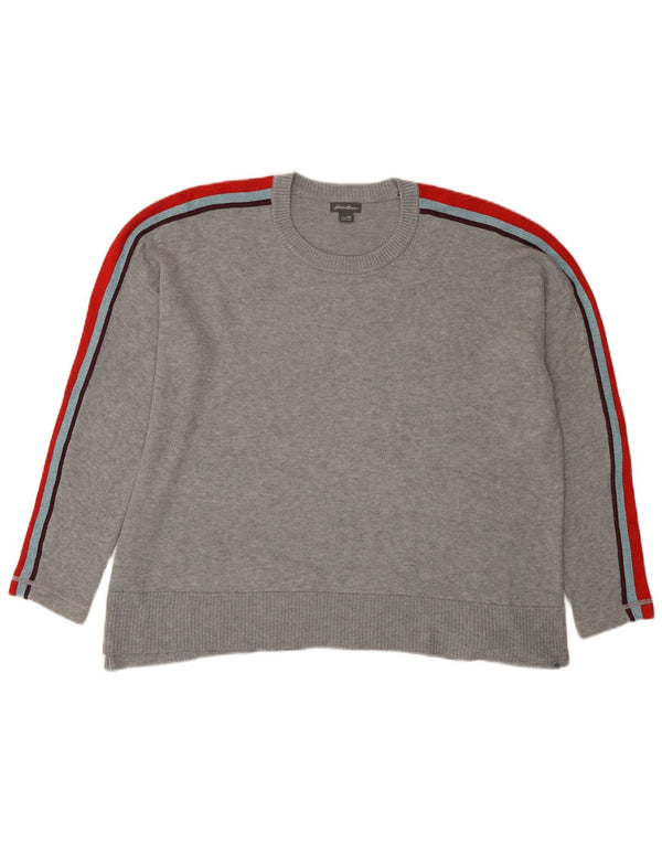 Eddie Bauer Womens Crew Neck Jumper Sweater UK 20 2XL Grey Colourblock
