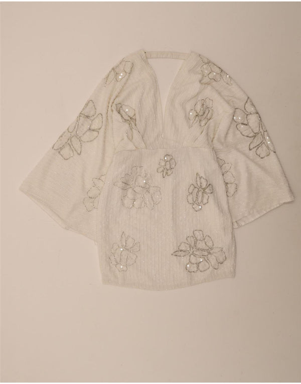 Coast Womens 3/4 Sleeve Tunic Dress UK 10 Small White Floral Polyester