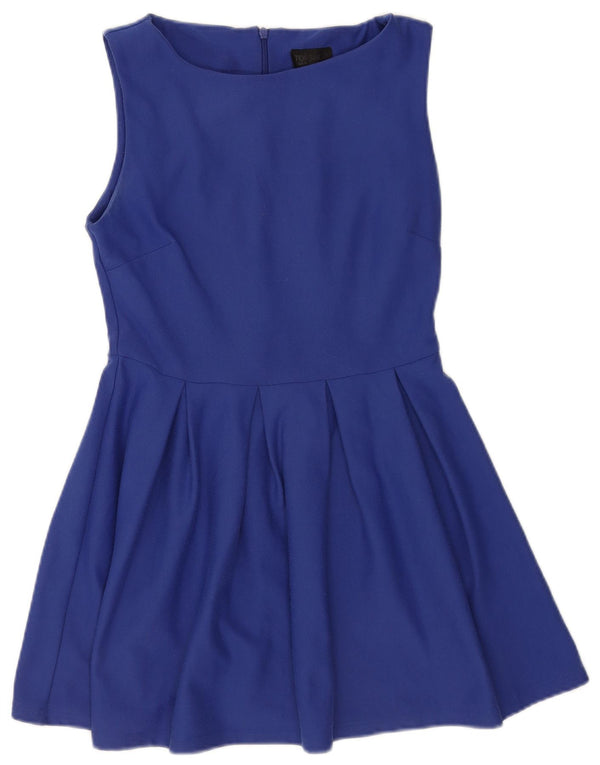 Topshop Womens Sleeveless A-Line Dress UK 10 Small Blue Polyester
