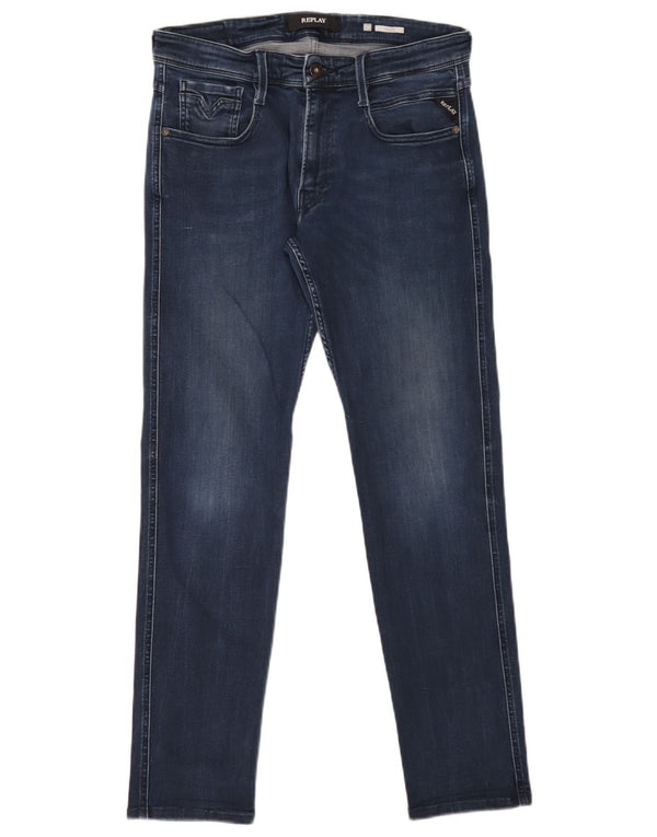 Replay Womens Anbass Slim Jeans W31 L32 Blue Cotton