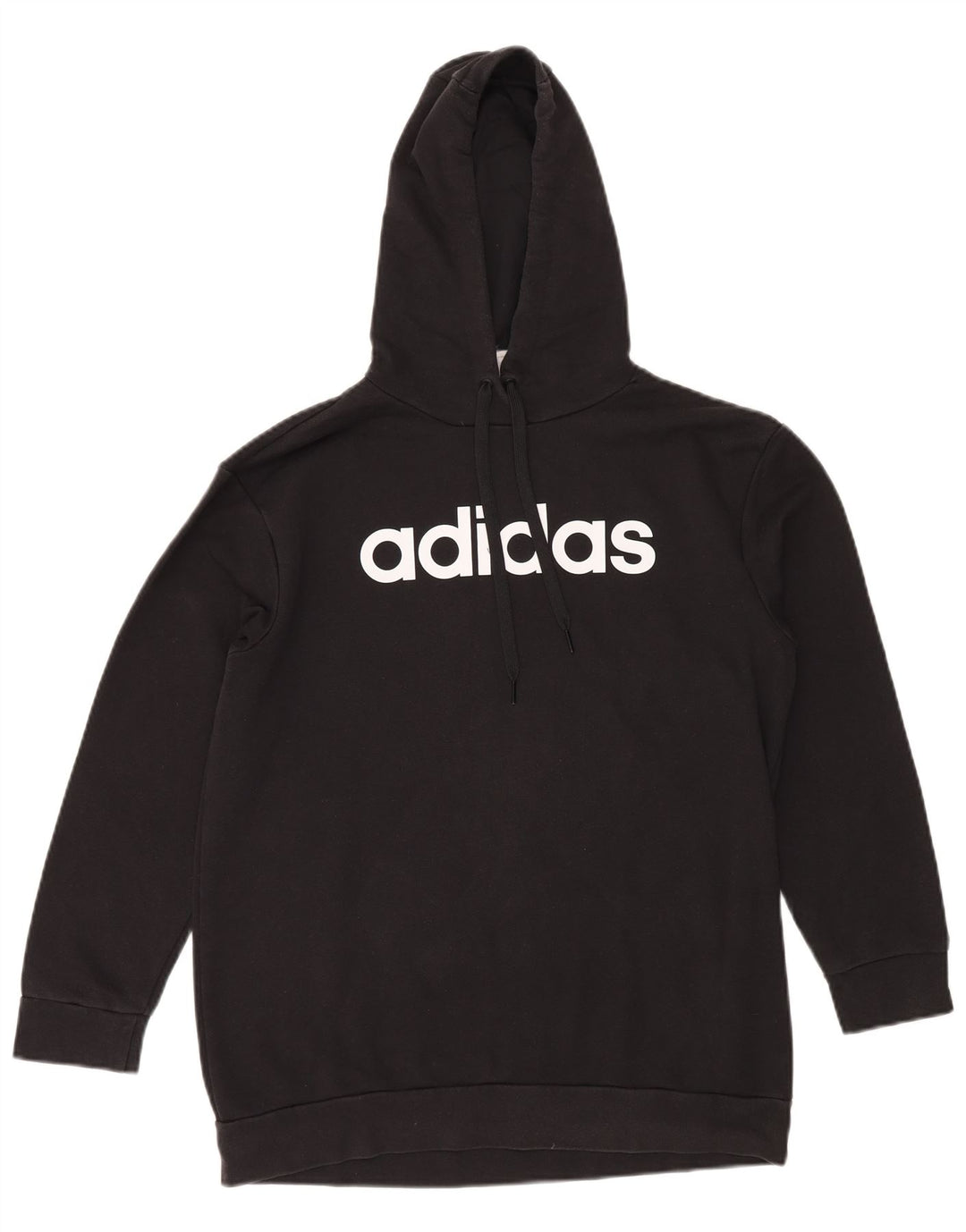 ADIDAS Womens Oversized Graphic Hoodie Jumper UK 4/6 XS Black