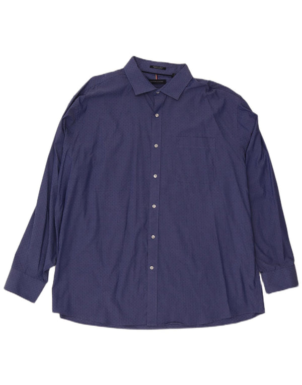 Tommy Hilfiger Mens Regular Fit Shirt Size 18 1/2 2XL Blue Spotted Cotton