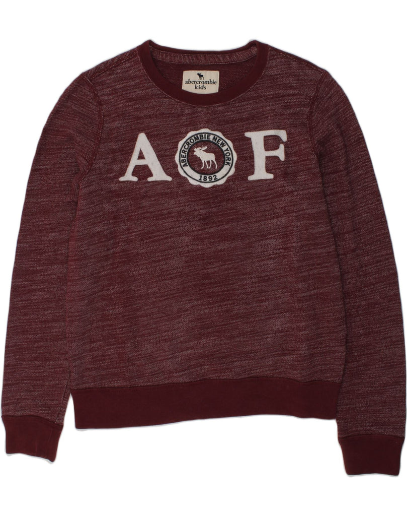 ABERCROMBIE & FITCH Girls Graphic Sweatshirt Jumper 13-14 Years Maroon | Vintage Abercrombie & Fitch | Thrift | Second-Hand Abercrombie & Fitch | Used Clothing | Messina Hembry 