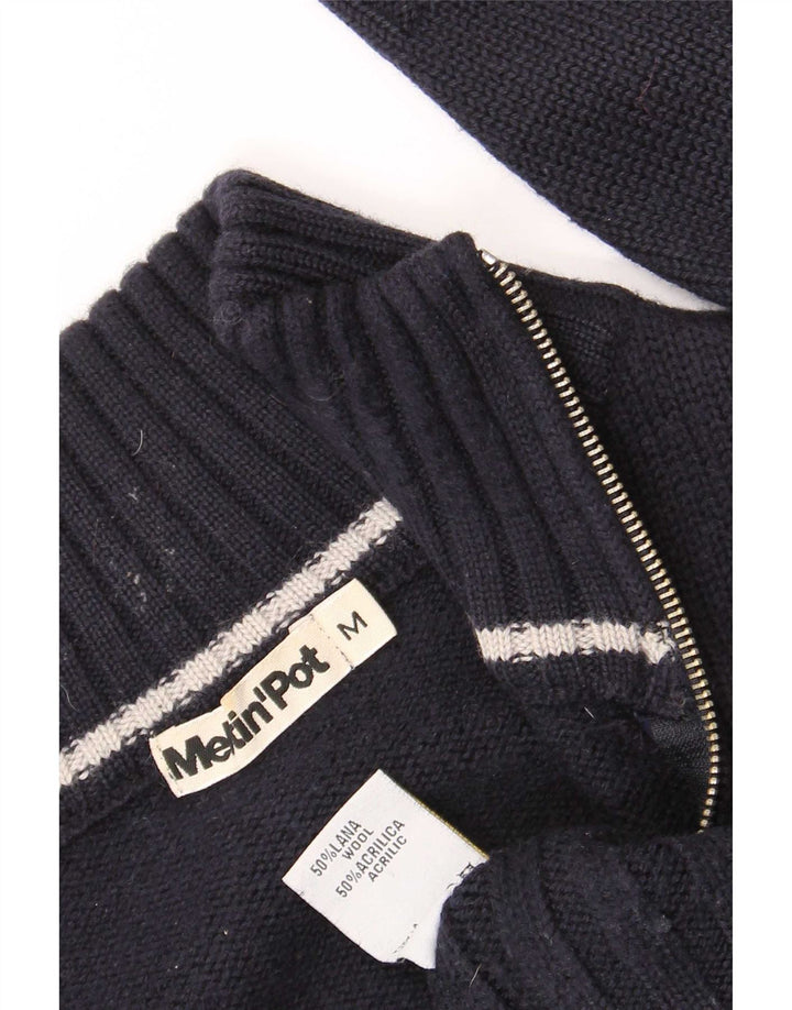 Meltin' Pot Womens Cardigan Sweater UK 14 Medium Navy Blue Wool