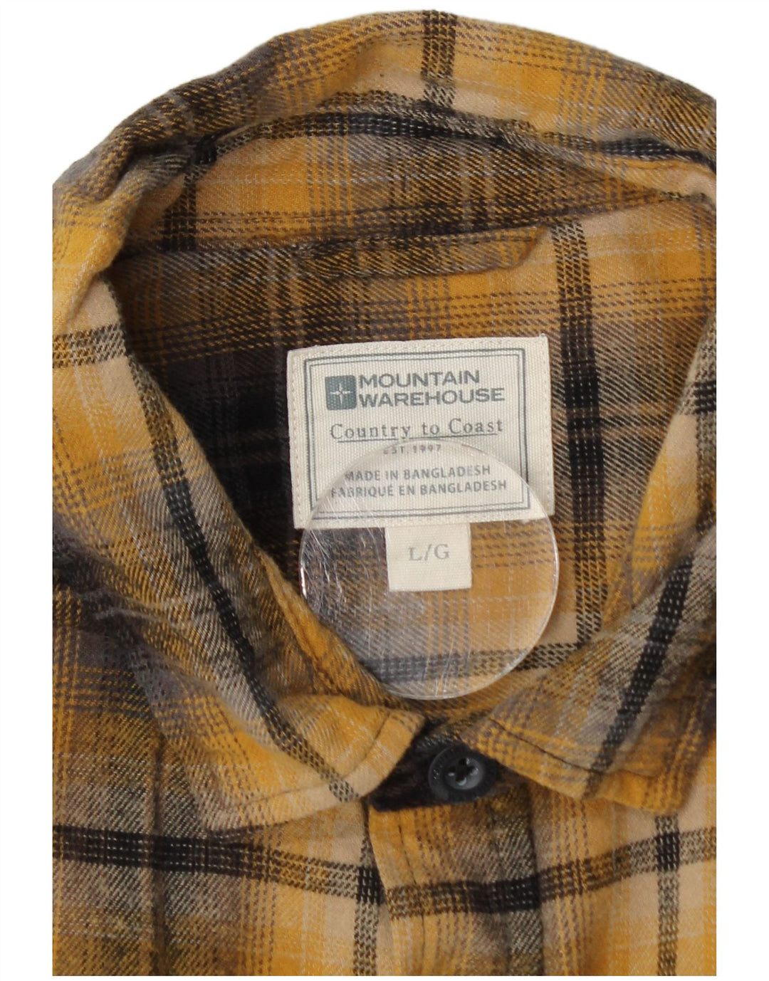 Mountain Warehouse Mens Flannel Shirt Large Yellow Check Cotton