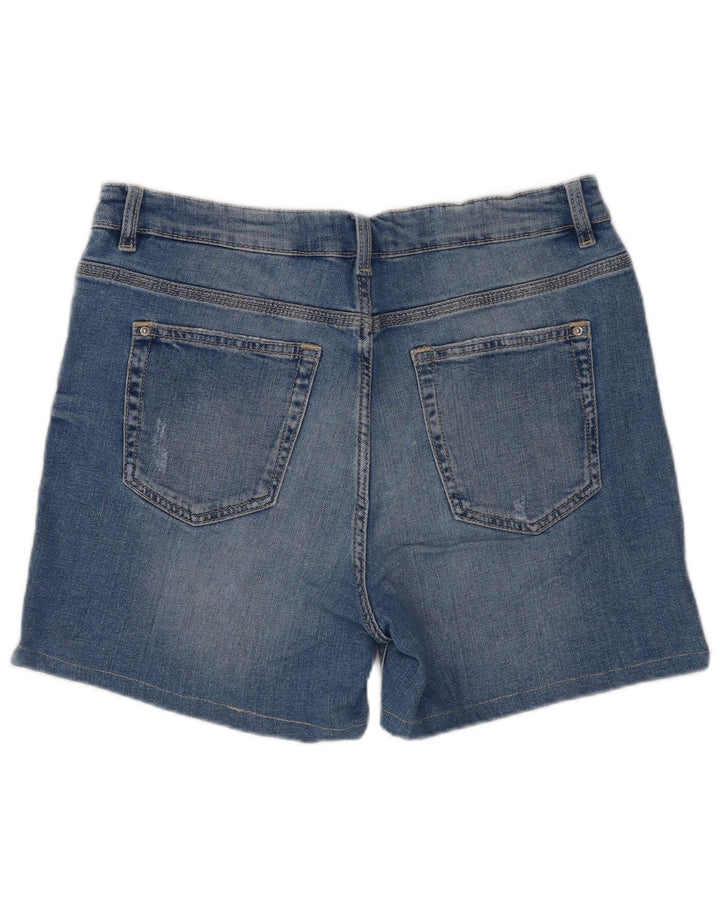 Marks & Spencer Womens Distressed Denim Shorts UK 12 Medium W30 Blue Cotton