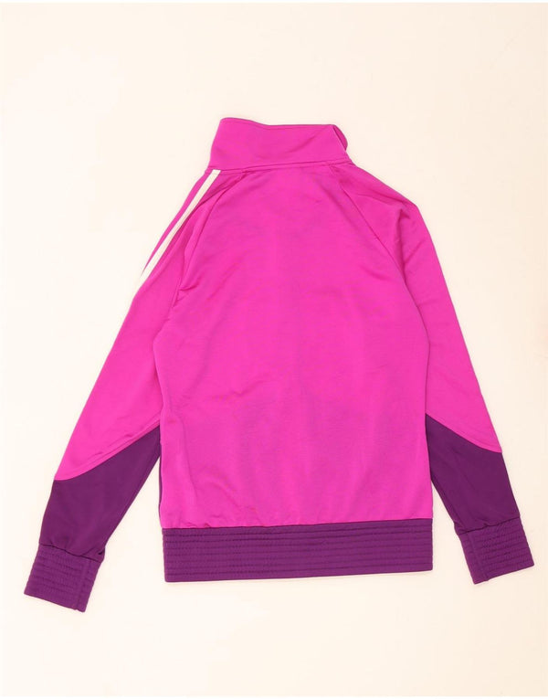 Adidas Girls Tracksuit Top Jacket 14-15 Years Pink Colourblock Polyester