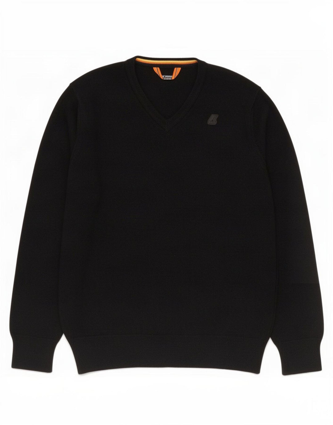 K-Way Mens V-Neck Jumper Sweater Medium Black Merino Wool