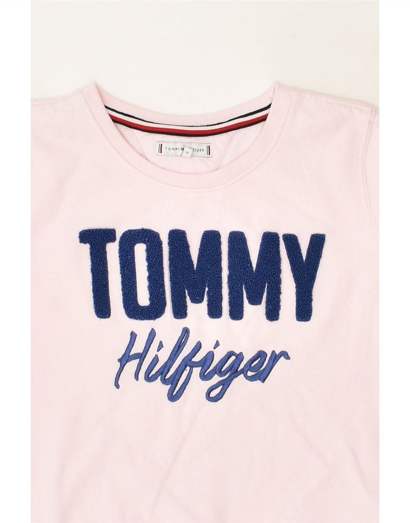 TOMMY HILFIGER Boys Graphic Sweatshirt Jumper 11-12 Years Pink Cotton | Vintage Tommy Hilfiger | Thrift | Second-Hand Tommy Hilfiger | Used Clothing | Messina Hembry 