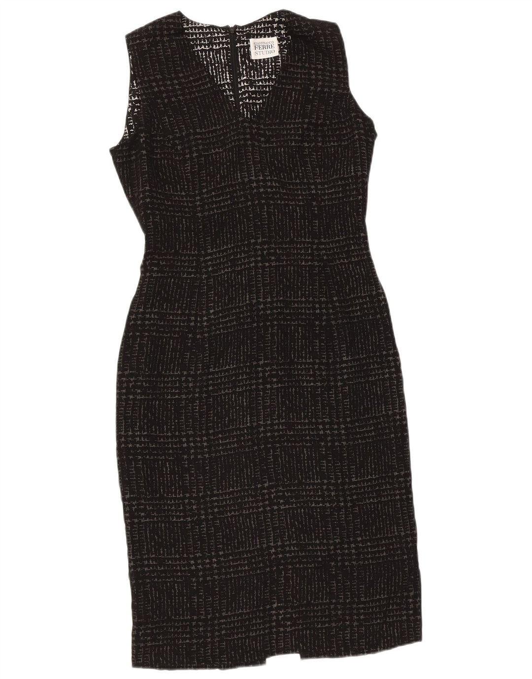 Gianfranco Ferre Womens Sheath Dress UK 10 Small Black Houndstooth