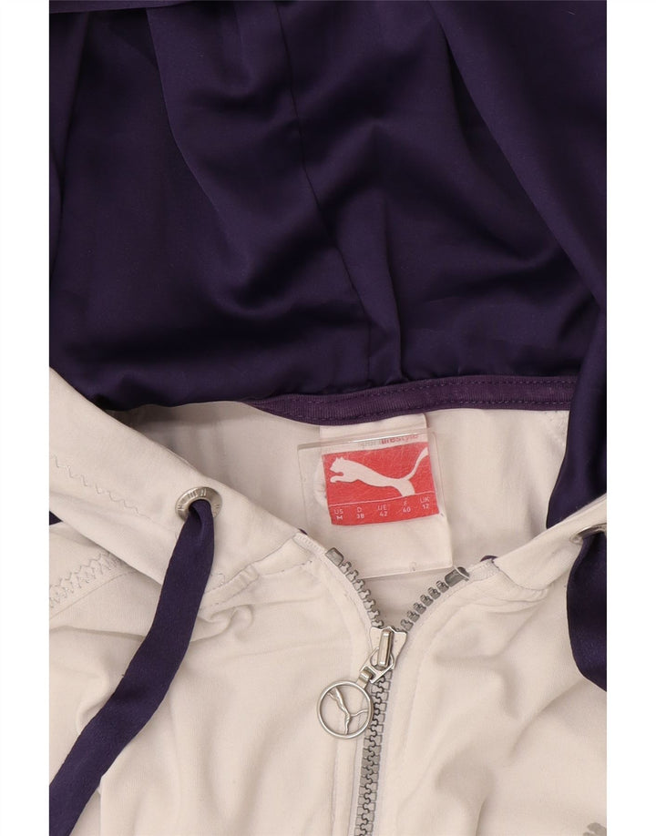 Puma Womens Zip Hoodie Sweater UK 12 Medium White Colourblock
