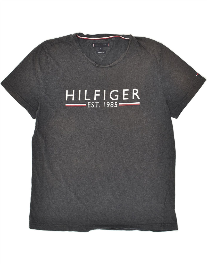 TOMMY HILFIGER Mens Graphic T-Shirt Top XL Grey Cotton | Vintage Tommy Hilfiger | Thrift | Second-Hand Tommy Hilfiger | Used Clothing | Messina Hembry 