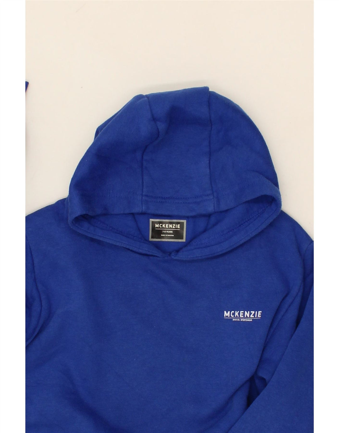 MCKENZIE Boys Hoodie Jumper 7-8 Years Blue Cotton Vintage Mckenzie and Second-Hand Mckenzie from Messina Hembry 