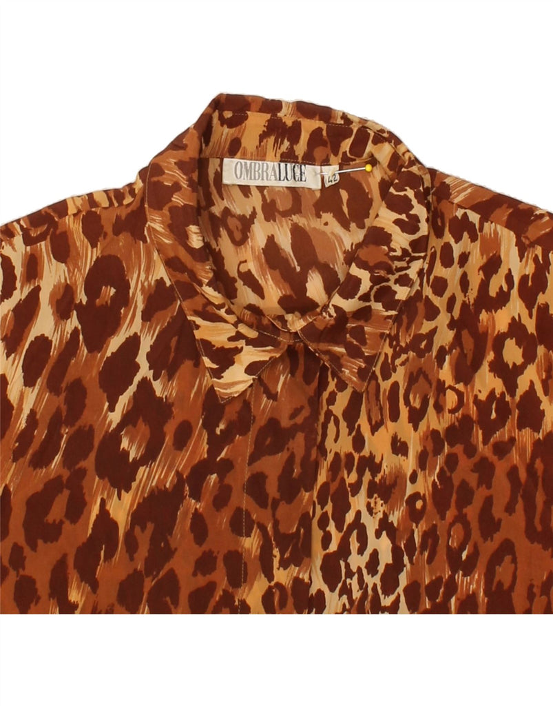 OMBRALUCE Womens Shirt Blouse IT 42 Medium Brown Animal Print Acetate Vintage Ombraluce and Second-Hand Ombraluce from Messina Hembry 