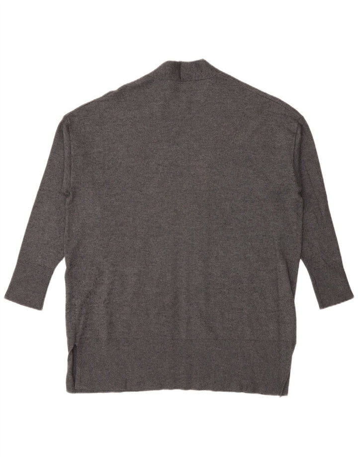 Zara Womens Oversized 3/4 Sleeve Open Cardigan Sweater UK 10 Small Grey