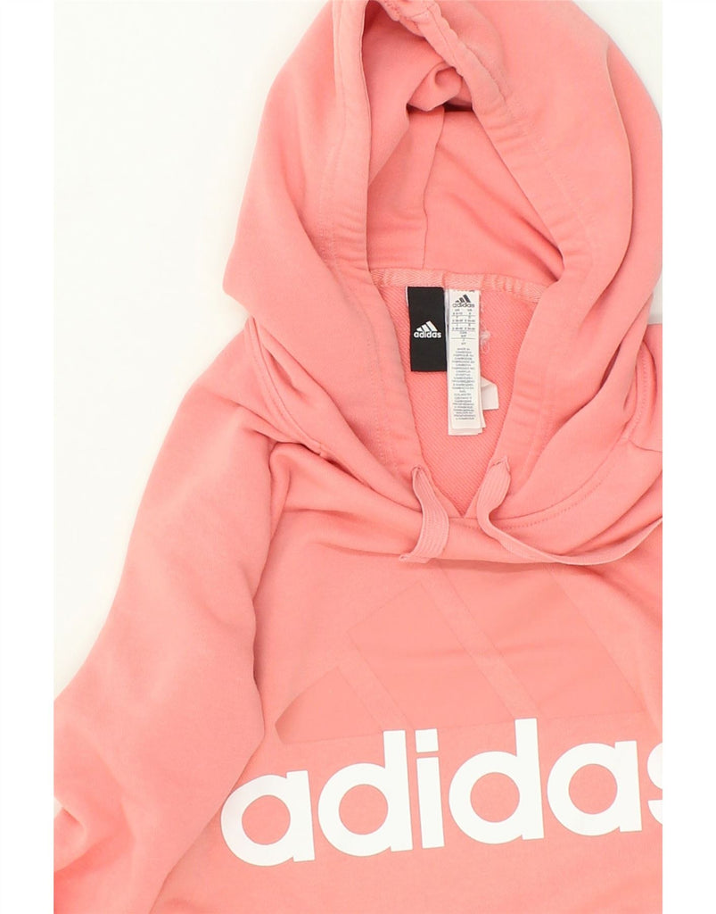 ADIDAS Womens Graphic Hoodie Jumper UK 8/10 Small Pink Cotton | Vintage Adidas | Thrift | Second-Hand Adidas | Used Clothing | Messina Hembry 