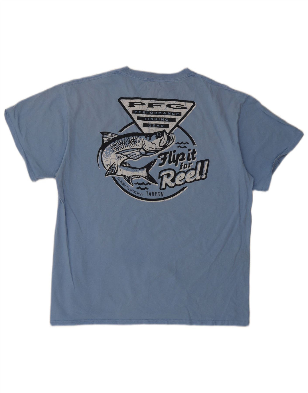 COLUMBIA Mens Graphic T-Shirt Top Large Blue Cotton