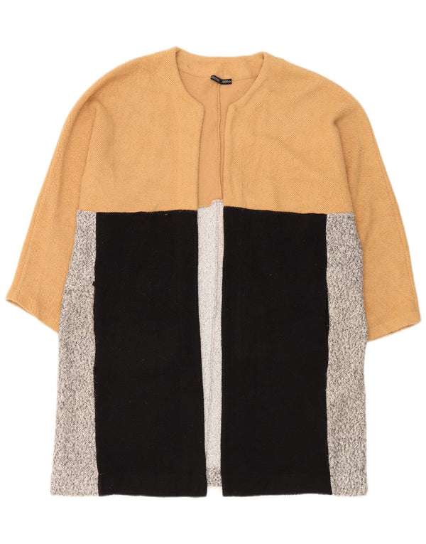 Zara Womens Oversized Open Overcoat UK 14 Medium Multicoloured Colourblock