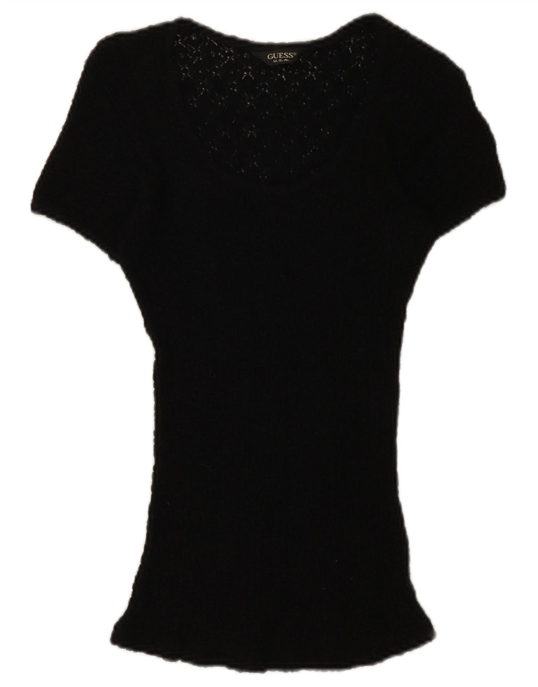 Guess Womens Lace Blouse Top UK 12 Medium Black Floral