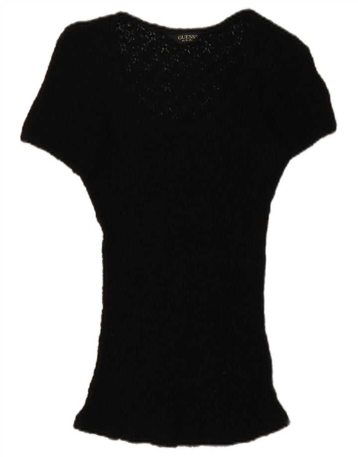 Guess Womens Lace Blouse Top UK 12 Medium Black Floral